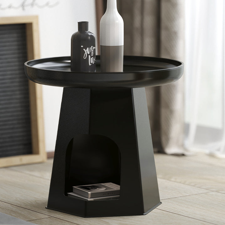 Modern Minimalist Round ABS Plastic Cat Hole Side Table 1-Tier For Living Room