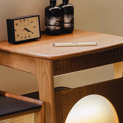 Contemporary Nordic Movable Square Wood End Table 1-Tier For Living Room