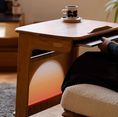 Contemporary Nordic Movable Square Wood End Table 1-Tier For Living Room