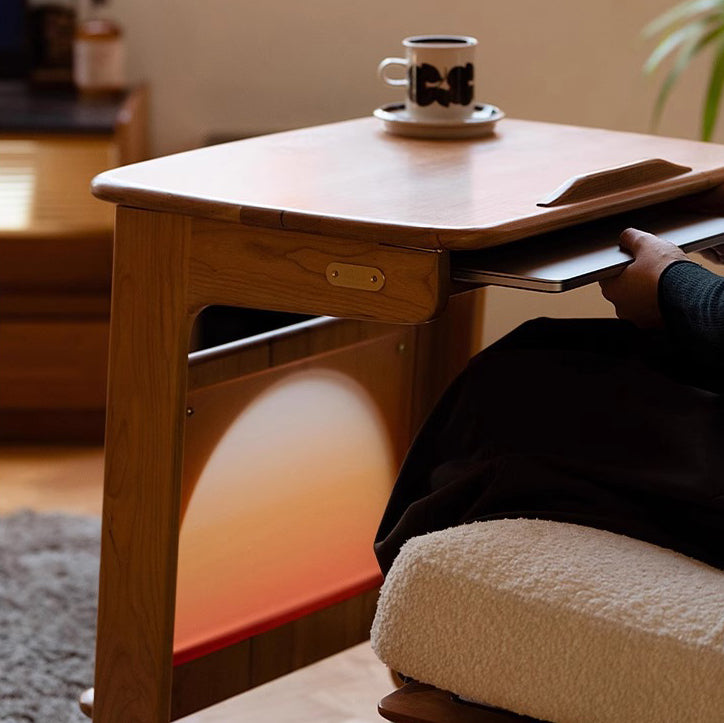 Contemporary Nordic Movable Square Wood End Table 1-Tier For Living Room