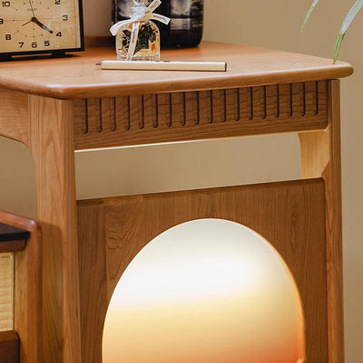 Contemporary Nordic Movable Square Wood End Table 1-Tier For Living Room