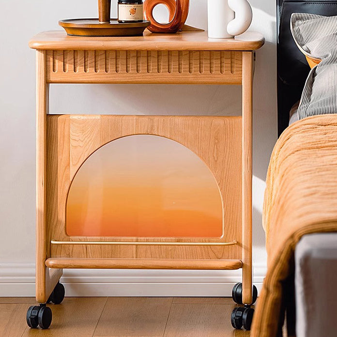 Contemporary Nordic Movable Square Wood End Table 1-Tier For Living Room