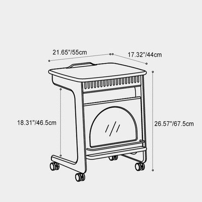 Contemporary Nordic Movable Square Wood End Table 1-Tier For Living Room