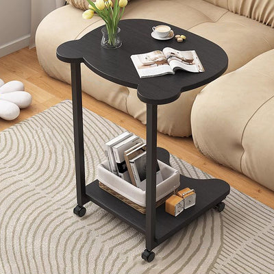 Table d'appoint moderne minimaliste amovible en forme d'ours en panneau de densité et acier au carbone à 2 niveaux pour salon 