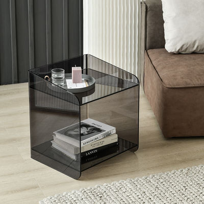 Table d'appoint rectangulaire minimaliste moderne en acrylique à 2 niveaux pour le salon 