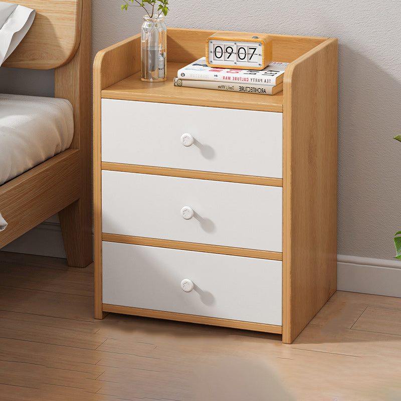 Mesita de noche rectangular minimalista moderna de MDF con cerradura y 3 cajones para dormitorio 