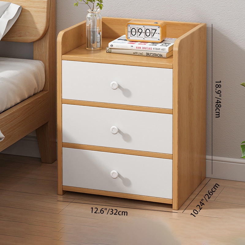 Mesita de noche rectangular minimalista moderna de MDF con cerradura y 3 cajones para dormitorio 