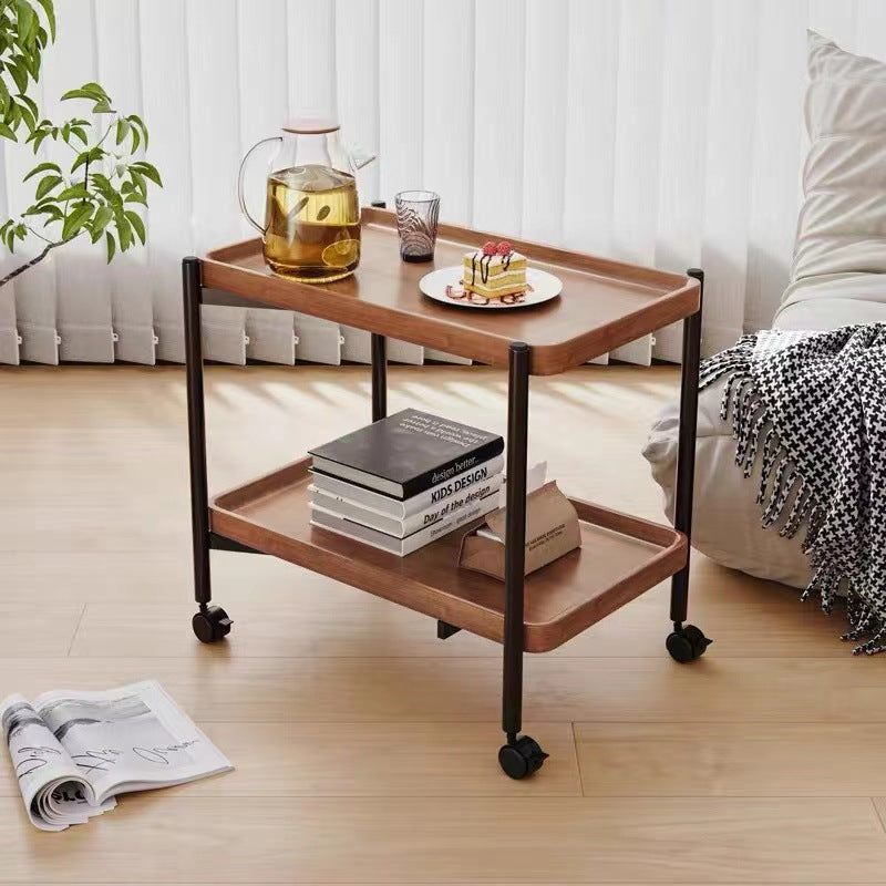 Table de bout rectangulaire en fer minimaliste moderne amovible à 2 niveaux pour salon 