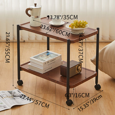Table de bout rectangulaire en fer minimaliste moderne amovible à 2 niveaux pour salon 