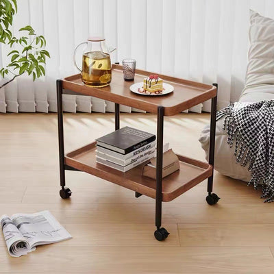 Table de bout rectangulaire en fer minimaliste moderne amovible à 2 niveaux pour salon 