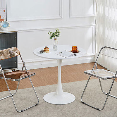 Mesa de centro redonda minimalista moderna con base de acero al carbono para sala de estar 