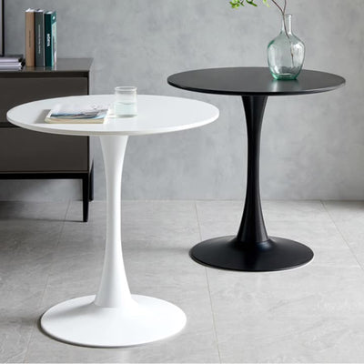 Mesa de centro redonda minimalista moderna con base de acero al carbono para sala de estar 