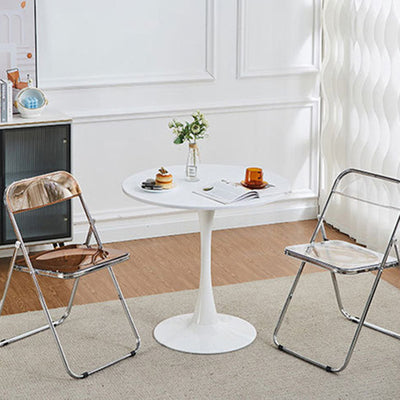 Mesa de centro redonda minimalista moderna con base de acero al carbono para sala de estar 