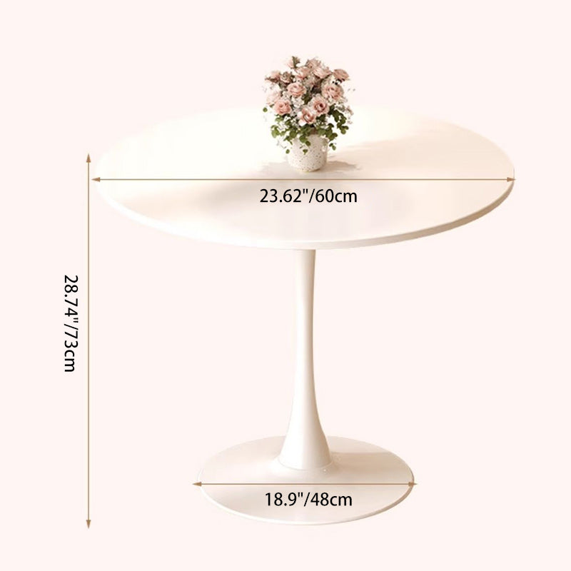 Table à manger moderne minimaliste ronde en panneau de densité et fer pour salle à manger 