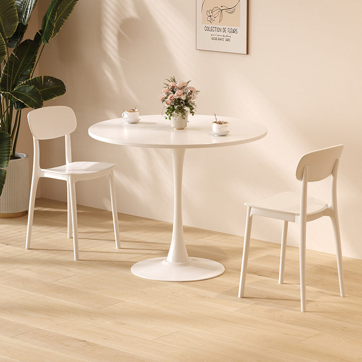 Moderner minimalistischer runder Esstisch aus Spanplatte und Karbonstahl für das Esszimmer 