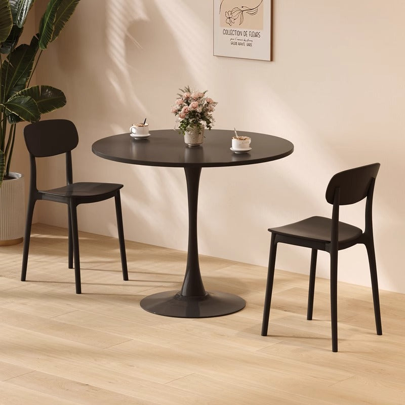 Table à manger moderne minimaliste ronde en panneau de densité et fer pour salle à manger 