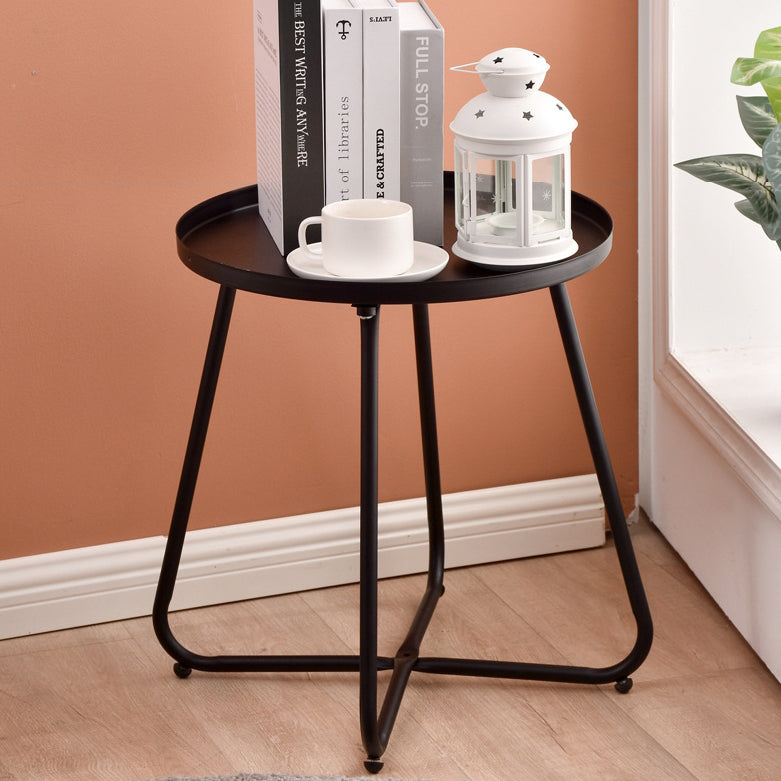 Mesa de café de aleación de aluminio con base en forma de X y bandeja redonda minimalista moderna para sala de estar 