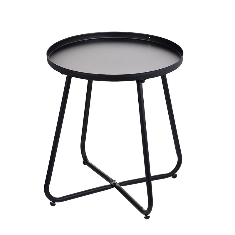 Mesa de café de aleación de aluminio con base en forma de X y bandeja redonda minimalista moderna para sala de estar 