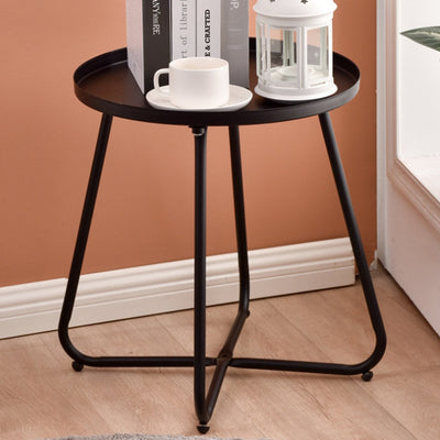 Mesa de café de aleación de aluminio con base en forma de X y bandeja redonda minimalista moderna para sala de estar 
