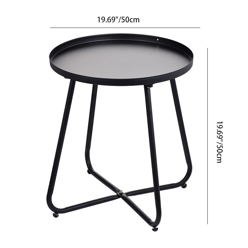 Mesa de café de aleación de aluminio con base en forma de X y bandeja redonda minimalista moderna para sala de estar 