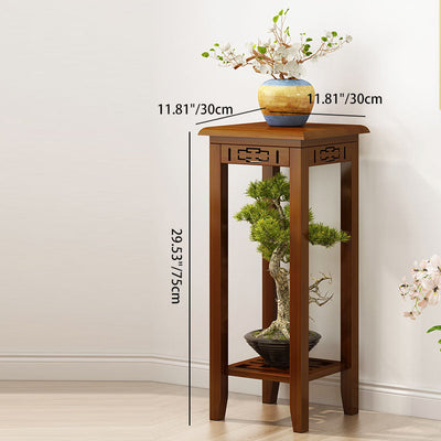 Table d'appoint rectangulaire chinoise traditionnelle en bois massif sculpté 1/2 niveau pour salon 