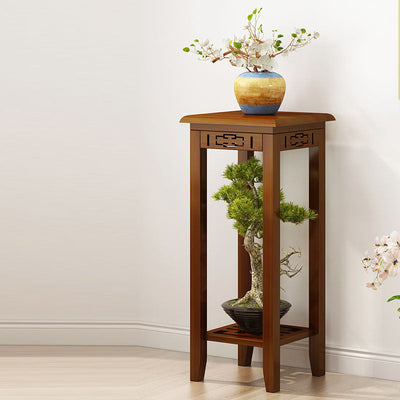 Table d'appoint rectangulaire chinoise traditionnelle en bois massif sculpté 1/2 niveau pour salon 