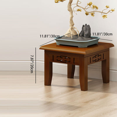 Table d'appoint rectangulaire chinoise traditionnelle en bois massif sculpté 1/2 niveau pour salon 