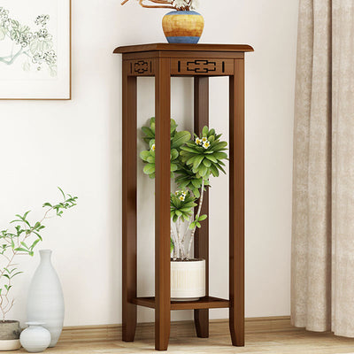 Table d'appoint rectangulaire chinoise traditionnelle en bois massif sculpté 1/2 niveau pour salon 