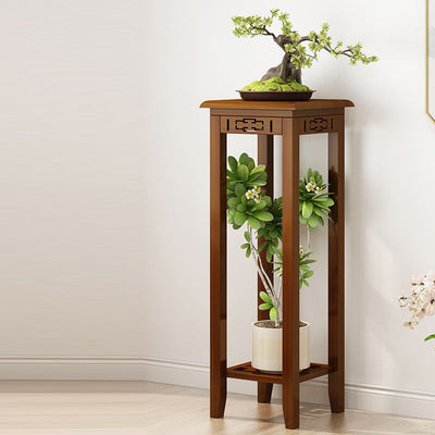 Table d'appoint rectangulaire chinoise traditionnelle en bois massif sculpté 1/2 niveau pour salon 