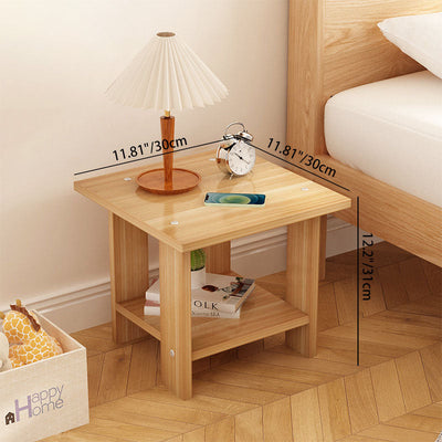 Table d'appoint rectangulaire minimaliste moderne en bois massif avec faux panneau à 2 niveaux pour salon 