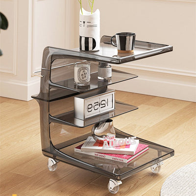 Table d'appoint rectangulaire minimaliste moderne en acier inoxydable pour PC à 4 niveaux pour le salon 