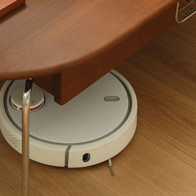 Traditional Japanese Oval Solid Wood Stainless Steel Coffee Table 1-Drawer For Living Room