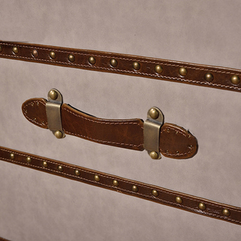 Zeitgenössischer industrieller Stil rechteckiger Leder-Metall-Beistelltisch mit 3 Schubladen für das Wohnzimmer 