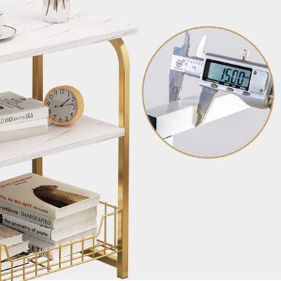 Contemporary Creative Rectangular Grid Density Board Steel Side Table 2/3 Tier For Living Room