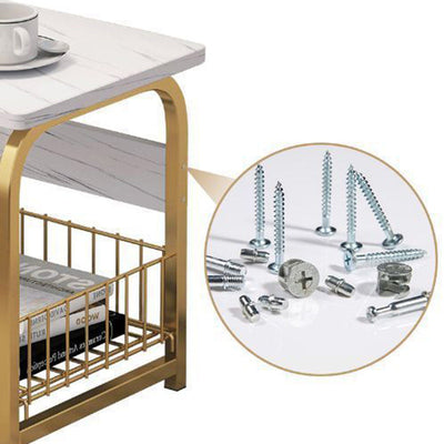 Contemporary Creative Rectangular Grid Density Board Steel Side Table 2/3 Tier For Living Room
