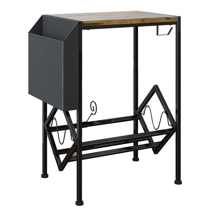 Traditioneller Vintage-Beistelltisch mit rechteckigem quadratischem Rahmen, V-Ablage aus MDF und Karbonstahl, 2 Ebenen, für das Wohnzimmer 