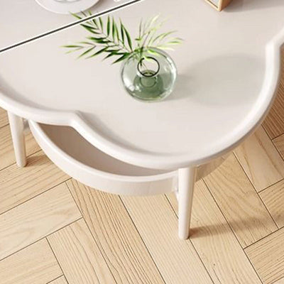 Table d'appoint moderne minimaliste en forme de trèfle, cylindre rond, en panneau de densité métallique à 2 niveaux pour le salon 