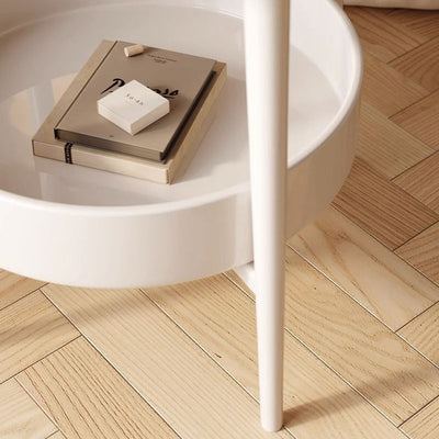 Table d'appoint moderne minimaliste en forme de trèfle, cylindre rond, en panneau de densité métallique à 2 niveaux pour le salon 