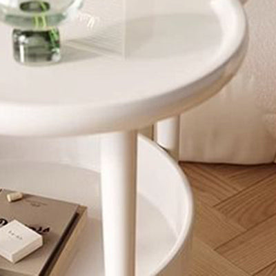 Table d'appoint moderne minimaliste en forme de trèfle, cylindre rond, en panneau de densité métallique à 2 niveaux pour le salon 