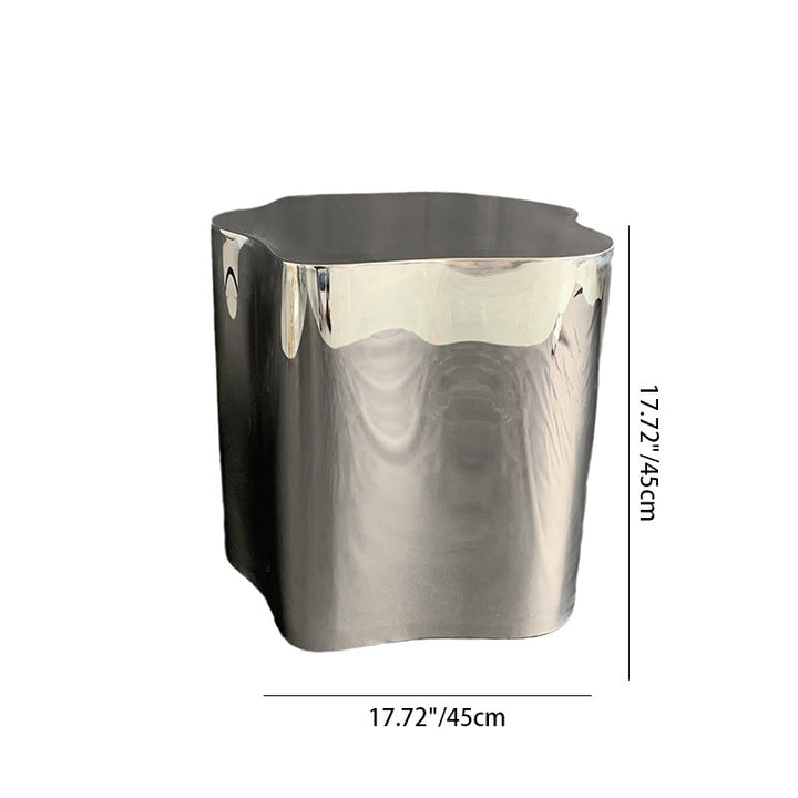Moderner minimalistischer Beistelltisch Cloudy Cylinder aus Edelstahl, 1 Ablage, für das Wohnzimmer 