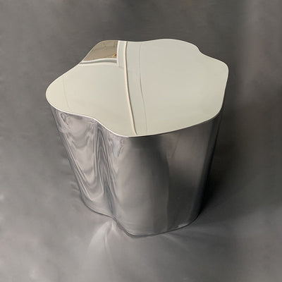 Modern Minimalist Cloudy Cylinder Stainless Steel Metal Side Table 1-Tier For Living Room