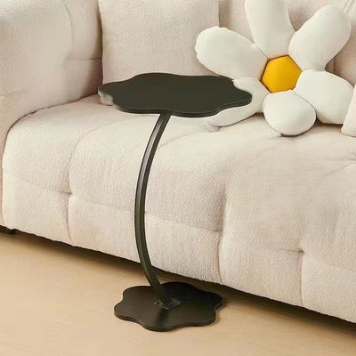 Table d'appoint moderne minimaliste en métal avec plateau incurvé en panneau de densité 1 niveau pour salon 