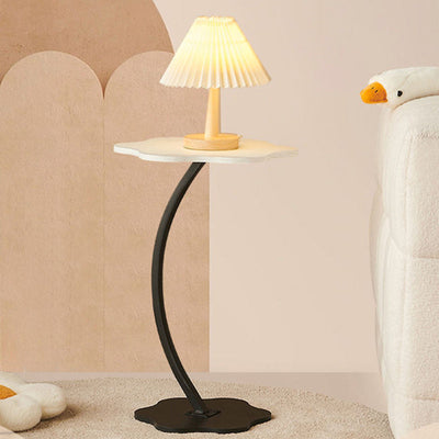 Table d'appoint moderne minimaliste en métal avec plateau incurvé en panneau de densité 1 niveau pour salon 