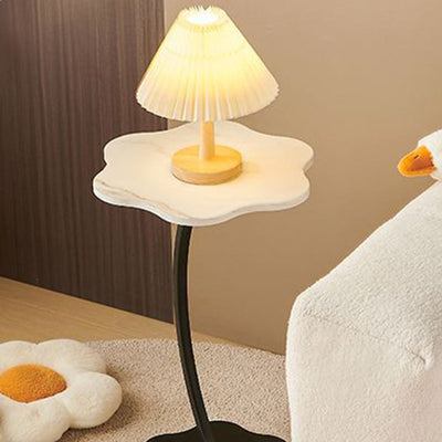 Table d'appoint moderne minimaliste en métal avec plateau incurvé en panneau de densité 1 niveau pour salon 