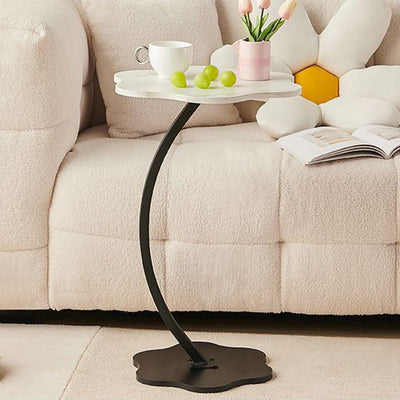 Table d'appoint moderne minimaliste en métal avec plateau incurvé en panneau de densité 1 niveau pour salon 