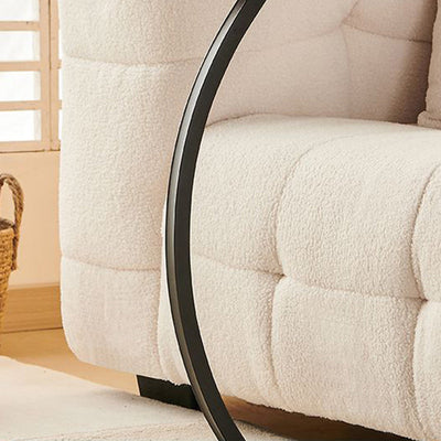 Table d'appoint moderne minimaliste en métal avec plateau incurvé en panneau de densité 1 niveau pour salon 
