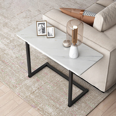 Table d'appoint rectangulaire en pierre roche minimaliste moderne 1 niveau pour salon 