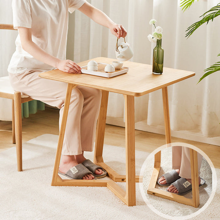 Traditional Japanese Square Plywood Top Oak Wood Coffee Table For Living Room
