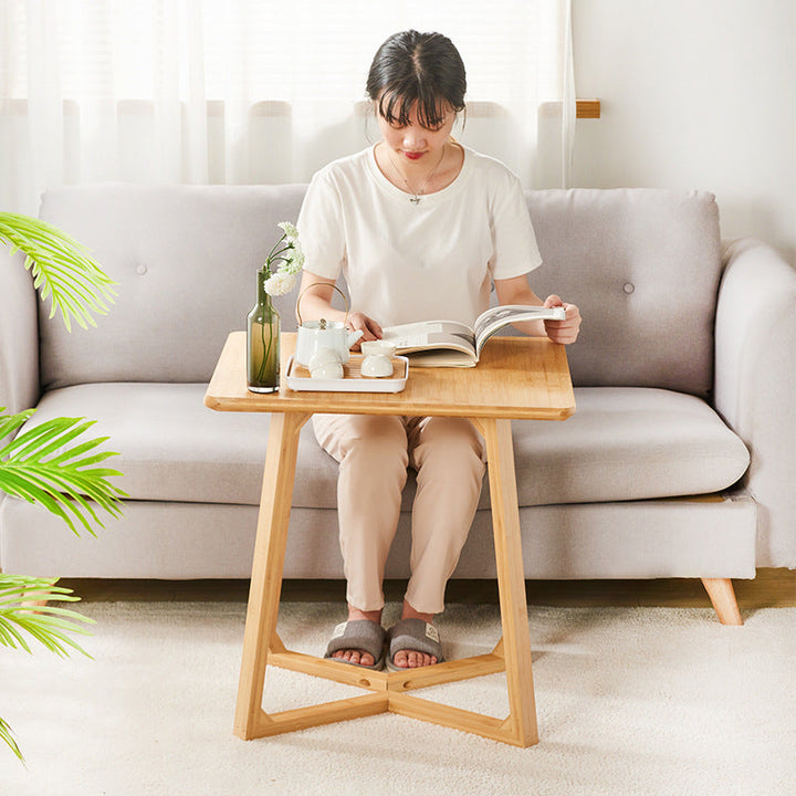 Traditional Japanese Square Plywood Top Oak Wood Coffee Table For Living Room