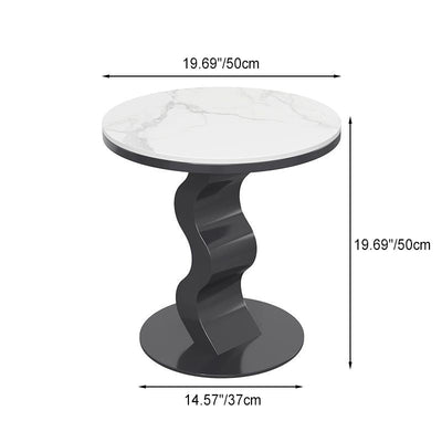 Mesa de Centro Contemporánea de Lujo con Tapa de Piedra Sinterizada y Base Corrugada para Sala de Estar 
